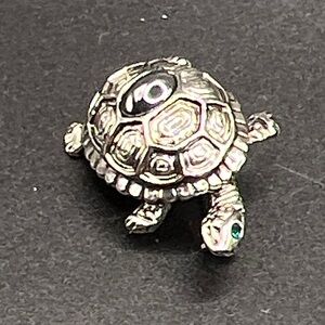 LP Vintage Turtle Brooch with Black and Green Accents